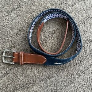 Peter Millar GlenWild Golf Club Belt Blue Canvas with Leather Trim Size 40